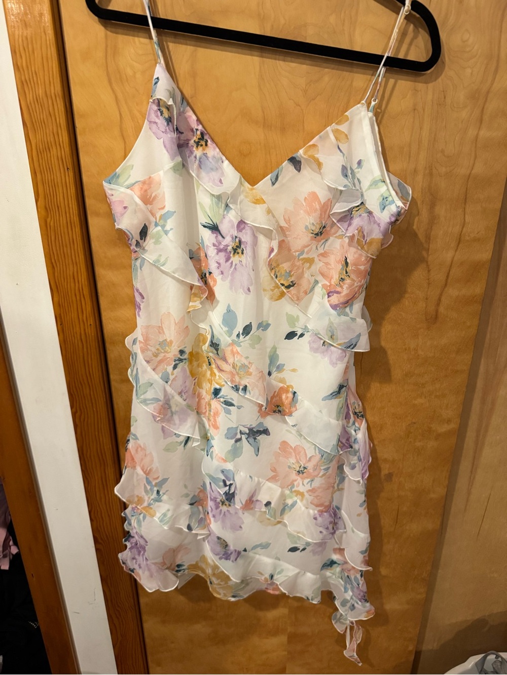 Abercrombie & Fitch Pastel Floral Ruffle Slip Dress